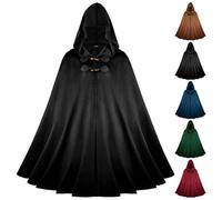 Arestory Men's Gothic Button Cloak Coat Mens Halloween Cape for Men Medieval Hooded Cloak for Adults Knight Cosplay Costume Vampire Capes Full Length Robe Hoodies Renaissance Masquerade Accessories