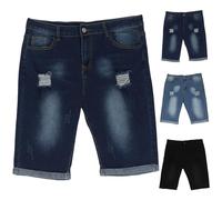 Arestory Mens Stretch Denim Shorts UK Cargo Short Jeans Men's Knee Length Bermuda Shorts Stretch Slim Fit Cropped Trousers Summer Casual Half Pants Sports Jean Bottom Knee Length Hotpants Black