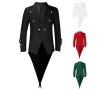 Arestory Men's Vintage Tailcoat Turn-down Collar Swallow-tailed Coat Clearance Steampunk Gothic Tuxedo Jacket Long Sleeve Retro Coat Victorian Punk Jackets Halloween Cosplay Stage Performance Clothes