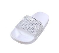 Arestory Rhinestone Princess Sandals Girls UK, 2-10Years Sparkly Comfortable Slippers Soft Soled Shoes Holiday Open Toe Summer Slider Sequined Slip On Sliders for Walking, Travelling Outdoors