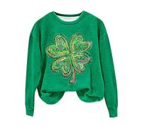 Arestory ST. Patrick's Day Sweatshirt for Women UK, Ladies Irish Clover Print Jumper Lucky Shamrock Shirt Crew Neck Green Pullover, Casual Funny Blouse Ireland Lightweight Tee St Paddys Day Clothing