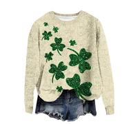 Arestory ST. Patrick's Day Sweatshirt for Women UK, Ladies Irish Clover Print Jumper Lucky Shamrock Shirt Crew Neck Green Pullover, Casual Funny Blouse Ireland Lightweight Tee St Paddys Day Clothing