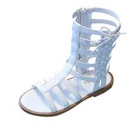 Arestory Toddler Girls Gladiator Sandals with Buckles Open Toe Summer Roman Princess Shoes Zipper Strappy Flat Sandals Thigh High Flat Boots Zip Shoes for Baby/Little Girls Infant Kids 2-8Years