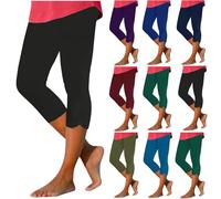 Arestory Warehouse Sale Clearance Women Capri Trousers Summer Three Quarter Pants Elastic Waist Cropped Trouser Lightweight 3/4 Length Leggings High Waisted Jeggings Lightweight Bottoms Yoga Gym Pant
