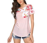 Arestory Women Maternity Short Sleeve Floral Stripe Nursing T-Shirt Top for Breastfeeding