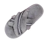 Arestory Womens Fluffy Plush House Slippers Cozy Open Toe Soft House Shoes | Cross Band Furry Flat Slippers, Ladies Faux Fur Sliders for Girls,Bohemian Embroidery Fuzzy Mule Slipper Comfortable Shoes