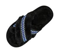 Arestory Womens Fluffy Plush House Slippers Cozy Open Toe Soft House Shoes | Cross Band Furry Flat Slippers, Ladies Faux Fur Sliders for Girls,Bohemian Embroidery Fuzzy Mule Slipper Comfortable Shoes