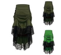 Arestory Women's Gothic Pleated Skirt UK Sale Clearance, Ladies Drawstring Midi Dresses Tiered Steampunk Vintage Medieval Costume Vintage Retro Goth Skirts Wrapped Dinner Party Festival Bodycon Dress