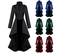 Arestory Women's Long Victorian Coat Uniform Gothic Tailcoat Clearance Ladies Steampunk Vintage Irregular Dress Coats Goth Jacket Swallowtail Trench Overcoat Formal Retro Medieval Halloween Costume