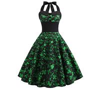 Arestory Women's St. Patrick's Day Floral Green Sleeveless A-Line Swing Dress - XXL