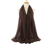ARESU Solid color cotton women's breathable solid color scarf fashionable twill cotton and linen pressed pleated scarf-20#coffee-180-85cm