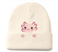 Aretas Axolotl Beanie Hat Gifts for Girls Women Axolotl Lovers, Cute Axolotl Stuff Birthday Decorations for Daughter Niece Granddaughter Teen Teenage Kids Christmas Stocking Gift White