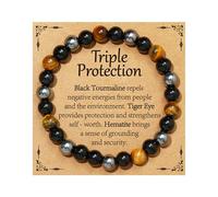 Aretas Black Tourmaline Eye of The Tiger Hematite Crystal Beaded Bracelet for Women Ladies Gemstone Tigers Eyes Natural Stone Anxiety Healing Jewellery Christmas Xmsa Secret Santa Gifts for Her Girls