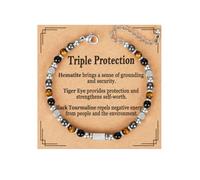 Aretas Bracelets Crystals Gifts For Womens Ladies Protection Beaded Healing Natural Stones Gemstone Hematite Tigers Eye Black Tourmaline Jewellery Birthday Friendship Menopause Presents For Teacher