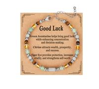Aretas Good Luck Crystals Bracelets Gifts For Women Healing Beaded Natural Stone Gemstone Citrine Eye Of The Tiger Green Aventurine Jewellery Presents For Best Friend Mum Daughter Teacher
