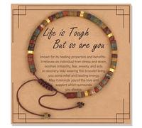 Aretas Inspirational Anxiety Gifts Bracelets for Women Her Healing Natural stone Bracelets - Get Well Soon Gifts for Women Best Friends Sister Girls - Life is Tough But so are You Bracelet