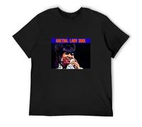 Aretha Franklin Lady Soul Vinyl Cover Men's T-Shirt Unisex Black Cotton Hip Hop Print Tee Shirts L