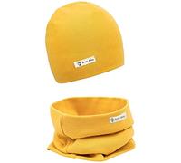 Areti Baby Knitted Hat + Loop Scarf Set, Cotton Hat, Soft Children's Beanie Hat, Neck Warmer, Collars, Neckerchief, Autumn, Winter, Toddler Hat and Collar, Pure Yellow, 6-24 Months