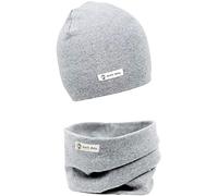Areti Baby Knitted Hat + Loop Scarf Set, Cotton Hat, Soft Children's Beanie Hat, Neck Warmer, Collars, Neckerchief, Autumn, Winter, Toddler Hat and Collar, Pure light grey, 6-24 Months