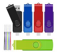 AreTop 8GB USB C Thumb Drive Dual USB 2.0 Flash Drive 8GB USB Drive Swivel Design 2-in-1 Portable Type-C Memory Stick for Android Smartphone, Computers, MacBook, Tablets, PC, 5 Pack