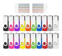 AreTop Bulk USB Flash Drive 1GB 20 Pack, USB2.0 Pendrive Jump Drive Memory Stick Swivel Bulk Thumb Drives USB Storage (20PCS 1GB, Multicolors)