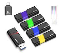 AreTop USB Stick 3.0 32 GB Pack of 5 Memory Sticks, Flash Drive, High Speed, Read Speed of up to 100 MB/s, with 1 USB-C Adapter, Compatible with PC, Laptop, Car and Game Console