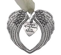 Aretro Christmas Angel Wings Memorial Ornaments “A Piece of My Heart is In Heaven” Angel Wing Pendants Christmas Tree Ornaments Xmas Party Decorations