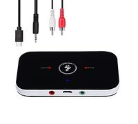 AREVERA Bluetooth 5.0 Transmitter Receiver, 2-in-1 Wireless Portable Stereo Audio Adapter Receiver with RCA/3.5mm AUX Compatible Low Latency HD Sound for Headphones/TV/Car/Home Sound System - Black