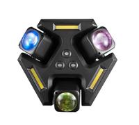 Areyourshop 3 Head Moving Head Light RGBW DMX Stage Lighting with Starry Effects, 9 Beams, Sound Control, Master/Slave, Dimming & Strobe Functions for DJ, Parties, Clubs, Home Events 150W