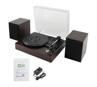 Areyourshop 3-Speed Turntable Record Player with Split Bluetooth 5.0 JL, Ruby Stylus, Vibration-Isolating Tonearm, Supports 7/10/12 inch Vinyl/Film Records, 33/45/78 RPM, Retro Bluetooth Speaker
