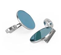 Areyourshop 7/8" 1" Rear View Handlebar End Mirror Pair Round 3" Blue Glass Aluminum Black Silver Universal for Motorcycles Scooters Adjustable Clamp-on Bar End Mirrors Left Right