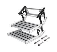 Areyourshop Manual RV Steps | Universal 2-Step Retractable Platform, Easy Pull-Out Quick-Lock Spring, Aluminum & Steel Construction, Anti-Slip Grip & Easy Bolt Assembly | 360 Lb Capacity
