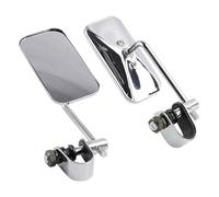 Areyourshop Old School Style Clamp On Universal Mirrors for Cafe Racer for Chopper Motorcycle Rectangle Chrome Handlebar Mirrors 22mm 25mm Adjustable Pair