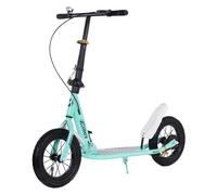 Areyourshop Shock-Absorbing Foldable Commuter Kick Scooter Black For Adults and Teens With 12" Large Smooth Rolling Rubber Air Tires,Green