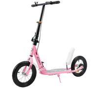 Areyourshop Shock-Absorbing Foldable Commuter Kick Scooter For Adults and Teens With 12" Large Smooth Rolling Rubber Air Tires,Pink
