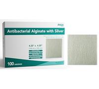 Areza Silver Calcium Alginate Antibacterial Wound Dressing Pads - Sterile, Non-Stick, Highly Absorbent; For Wound Drainage & Infection Risk (4.25×4.25″, 100pcs per box), 1 carton