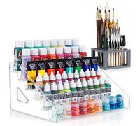 ARFETIGO 6 Layer Acrylic Paint Organizer & Brush Holder Snap-on Design Easy Assembly Protective Storage Rack for Craft Hobby Miniature Model Light Paint Can Storage (Grey)