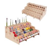 ARFETIGO Large Wooden Paint Storage Rack, 6-Tier Organizer with 60-Bottle Capacity for Acrylic & Oil Paints, Brush Holder for Model, Craft & Hobby Artists (Horizontal)