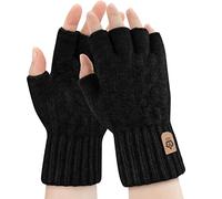 ARFNKIM Fingerless Gloves Men and Women Winter Touchscreen Warm Resilient Knitted Half Finger Gloves for Running Skiing Driving Cycling