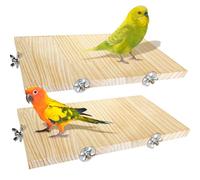 Arfubye 13.7x7.8 Inches Large Bird Wood Platform Perch Stand Small Animals Cage Accessories Parakeet Playground Corner Shelf Rectangle for Parrot Cockatiel Rat Hamster Guinea Pig Conure Chinchillas
