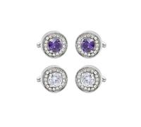ARFUKA 2 Pairs Handcrafted Crystal Sparkle Round Cufflinks Set for Men Elegant Shirt Studs & Luxury Jewelry Accessories