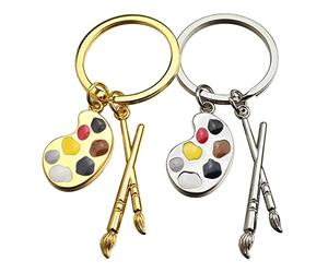 ARFUKA 2pcs Keyring Paint Palette Pendant Keychain Set Metal Key Ring Charm Jewellery Christmas Birthday Gift Keyrings Key Chain Key Ring Holder for Men and Women