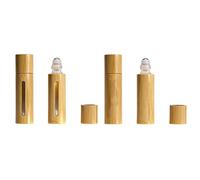 ARFUKA 5ml Roller Bottles for Essential Oils, Bamboo Refillable Bottles with Stainless Steel Roller Ball, Leak-Proof Empty Containers, Perfect for Travel & Daily Use Pack of 4