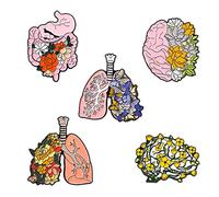 ARFUKA Brooch Metal Flower Organ Badge Pin Brooches Backpack Lapel Pin Accessory for Clothing Bags Jackets DIY Crafts Pack of 5