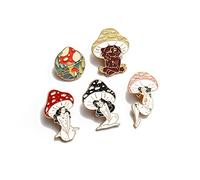 ARFUKA Brooch Metal Mushroom Women Badge Pin Brooches Backpack Lapel Pin Accessory for Clothing Bags Jackets DIY Crafts Pack of 5
