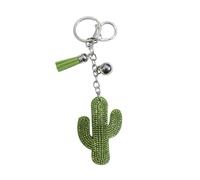 ARFUKA Cactus Keyring Full Crystal Rhinestone Keychain Key Ring Holder Alloy PU Leather Jewelry Car Bag Charm Accessories