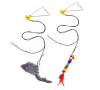 ARFUKA Cat Toys Interactive Cat Toy Feather Door Hanging Cat Toy Mouse Toy Self Play Retractable Cat Teaser Toy for Indoor Cats Kitten and Bored Indoor Adult Cats Pack of 2