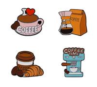 ARFUKA Coffee Theme Enamel Pins Cartoon Alloy Brooch Lapel Pin Set for Women, Men, Teens - Mini Badge Accessories for Backpacks, Jackets, Bags Pack of 4