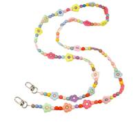 ARFUKA Colorful Flower Acrylic Bead Phone Lanyard Crossbody Anti-Theft Phone Chain Strap, Stylish Daily Phone Accessory for Women