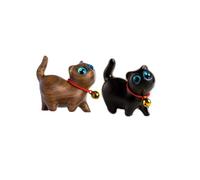 ARFUKA Cute Cat Statue Wooden Mini Cat Ornament Cat Figurines for Home Office Living Room Desk Cabinet Decoration Housewarming Wedding Gift Pack of 2